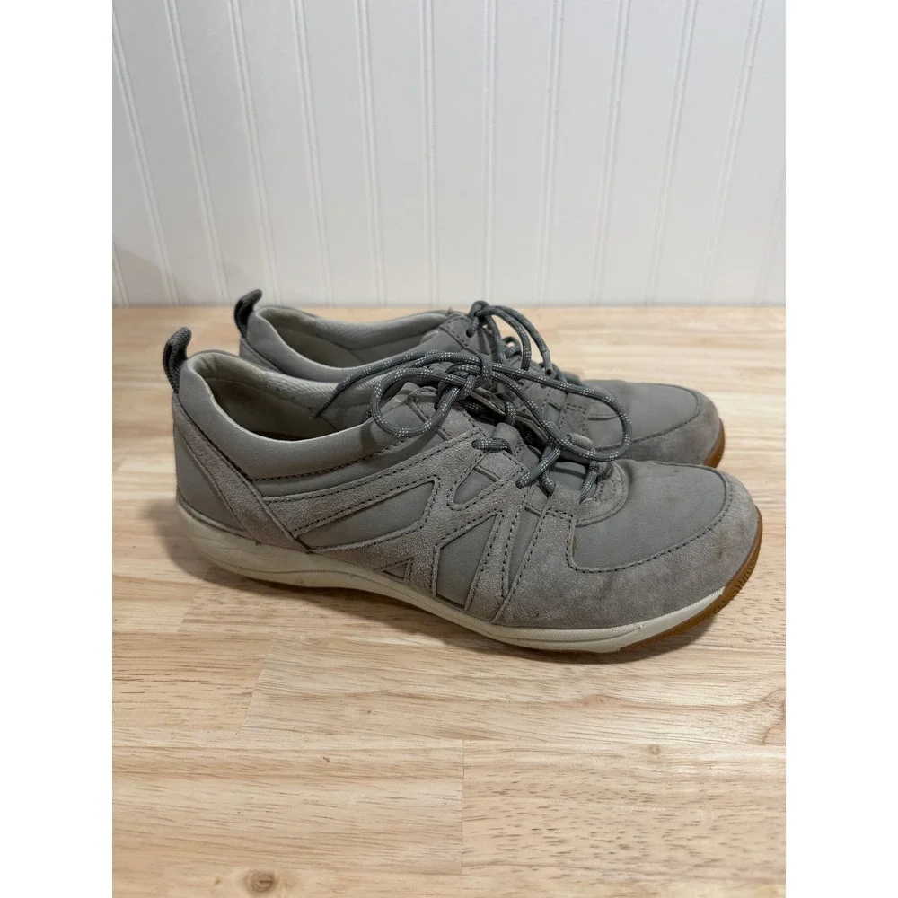 Dansko Hatty Grey Comfort Shoes Sneakers Lace Up Casual Women Size 38
